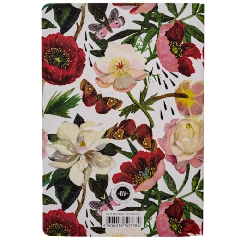 BV by Bruno Visconti Soft Touch A5 Notebook - Peonies Floral - perfect gift